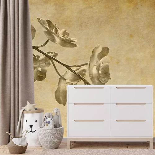 Fototapete Orchideenzweig in Sepiafarbe