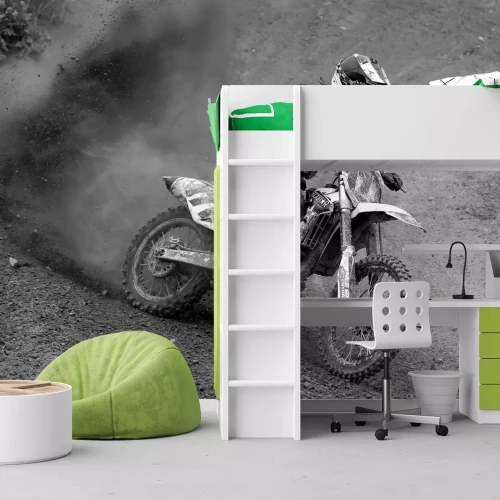 Fototapete Mann, der Motorrad fährt