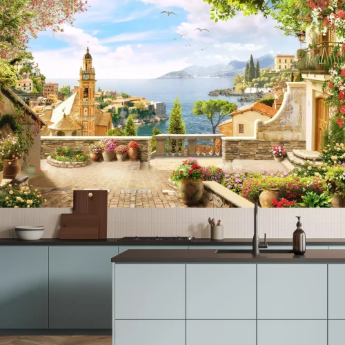 Fototapete Meereslandschaft in Italien mit Architektur