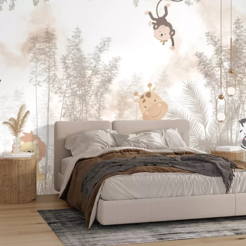 Fototapete Tropische Landschaft mit Tieren und Pflanzen