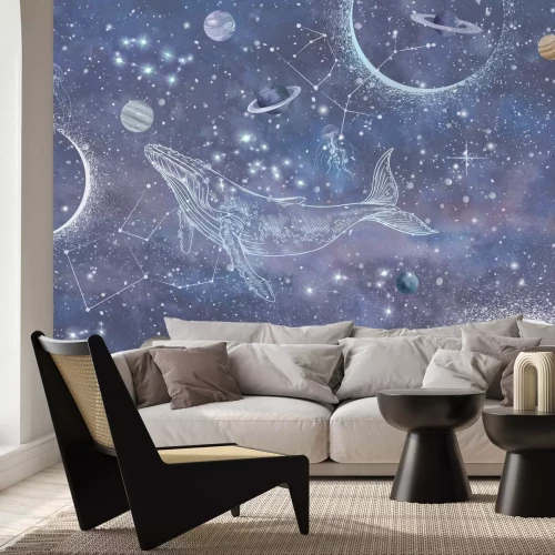 Fototapete Wal im abstrakten Weltraum