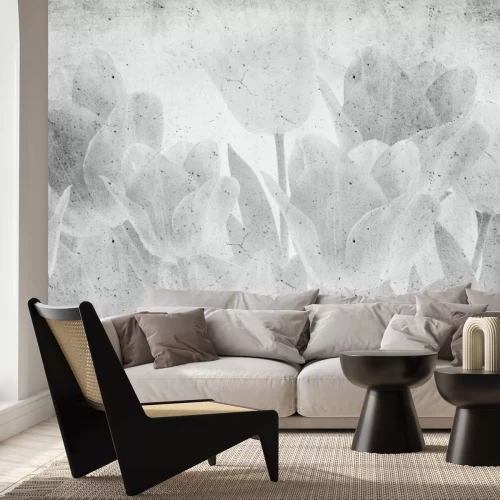 Fototapete Graue Tulpenarrangement auf Beton