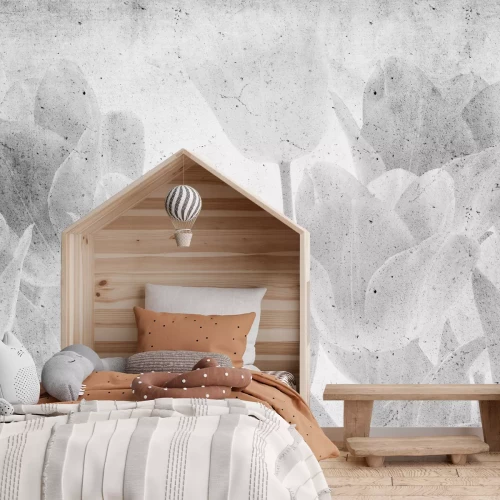 Fototapete Graue Tulpenarrangement auf Beton