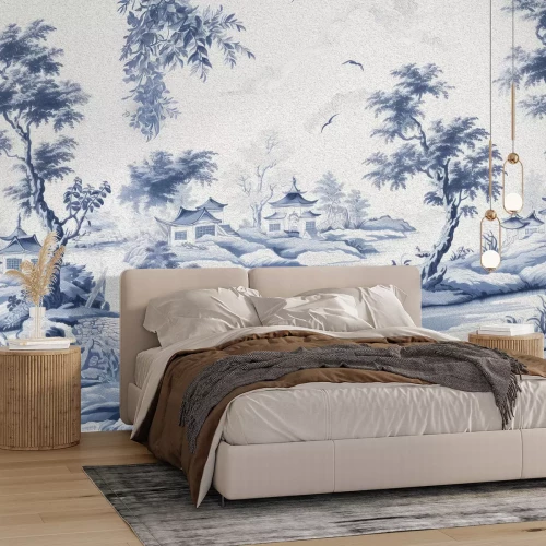 Fototapete Japanisches Dorf zwischen den Bäumen