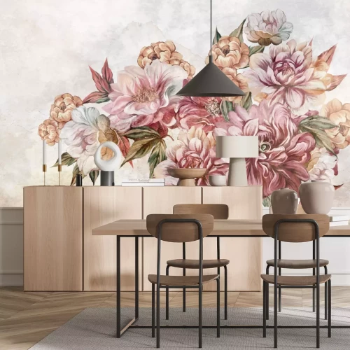 Fototapete Romantische Blumen im Malstil modernes Muster