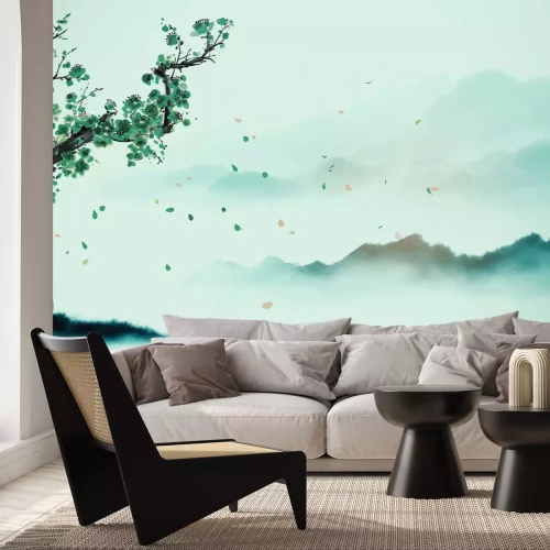 Fototapete Aquarell eines japanischen Gartens