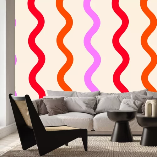 Fototapete Bunte Wellenformen im Pop-Art-Stil