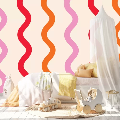 Fototapete Bunte Wellenformen im Pop-Art-Stil