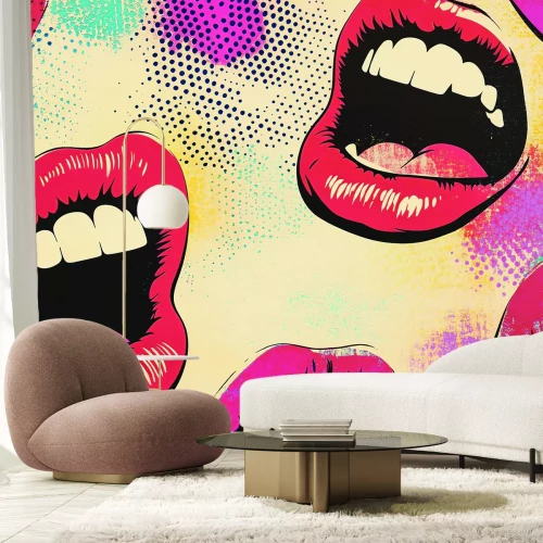 Fototapete Weibliche Lippen im Pop-Art-Stil