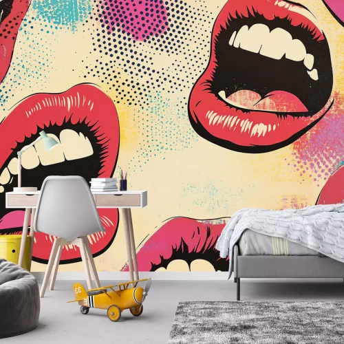 Fototapete Weibliche Lippen im Pop-Art-Stil