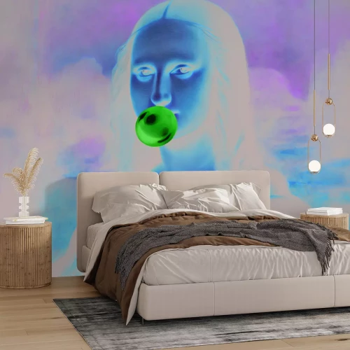 Fototapete Mona Lisa mit Kaugummi zum Blasen