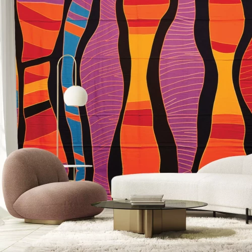 Fototapete Abstraktes Muster aus roten und gelben Formen