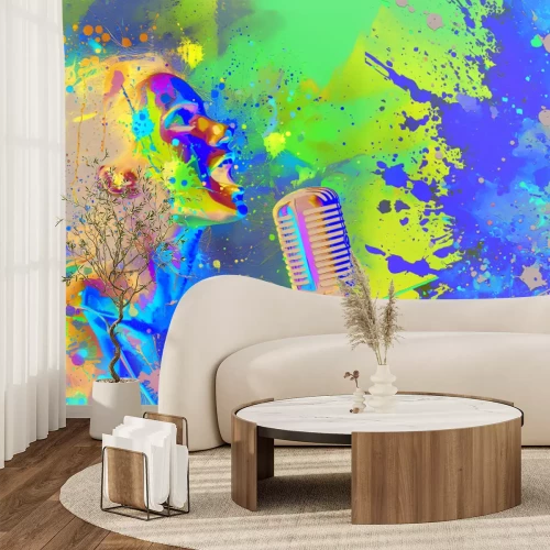 Fototapete Aquarell-Abstraktion einer singenden Frau