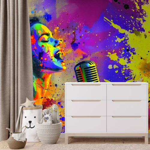 Fototapete Aquarell-Abstraktion einer singenden Frau