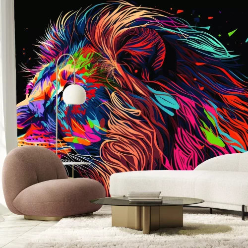 Fototapete Abstraktes buntes Porträt eines Löwen