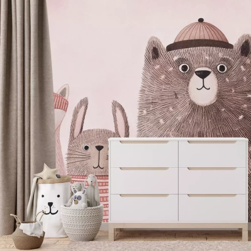 Fototapete Waldtiere im Aquarellstil