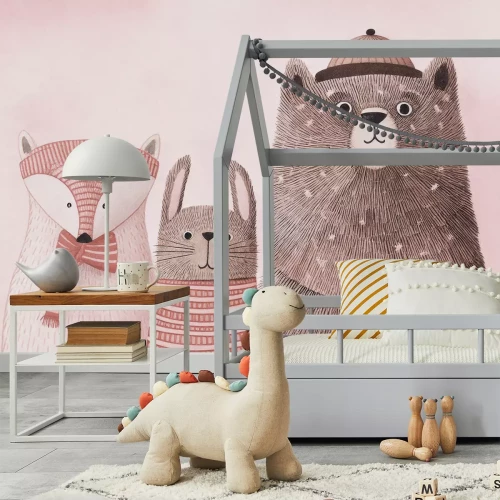 Fototapete Waldtiere im Aquarellstil