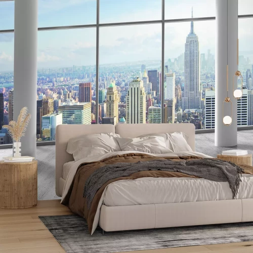 Fototapete Blick vom Wolkenkratzer auf eine große Stadt