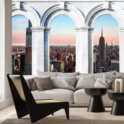 Fototapete Säulen mit einer Panoramaansicht von New York