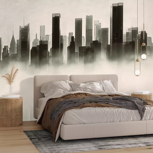 Fototapete Hohe Gebäude im Nebel