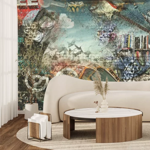 Fototapete Mural von New York mit einem gelben Taxi