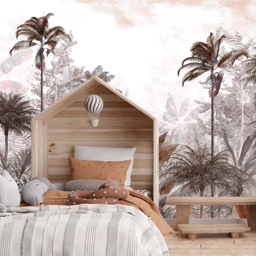 Fototapete Tropischer brauner Wald mit Palmen