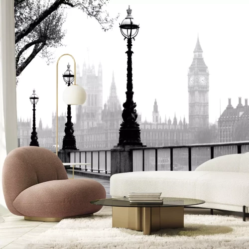 Fototapete Schwarz-weißes London mit Big Ben