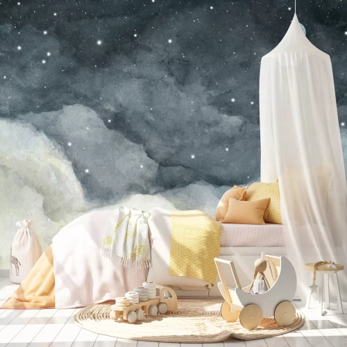 Fototapete Nachthimmel mit Wolken und Sternen