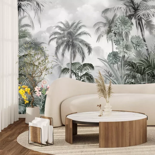 Fototapete Palmen und exotische Pflanzen im tropischen Dschungel