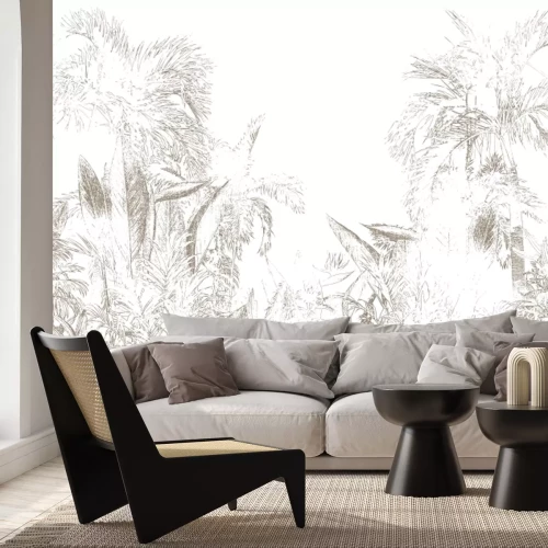 Fototapete Grüne Bäume Palmen und Bananenpflanzen in der Landschaft