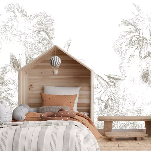 Fototapete Grüne Bäume Palmen und Bananenpflanzen in der Landschaft