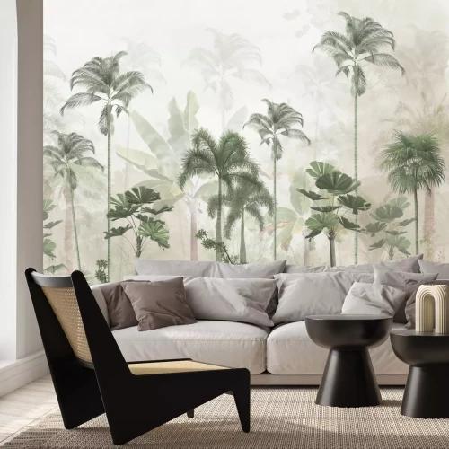 Fototapete Grüne Bäume Palmen und Bananenpflanzen in der Landschaft