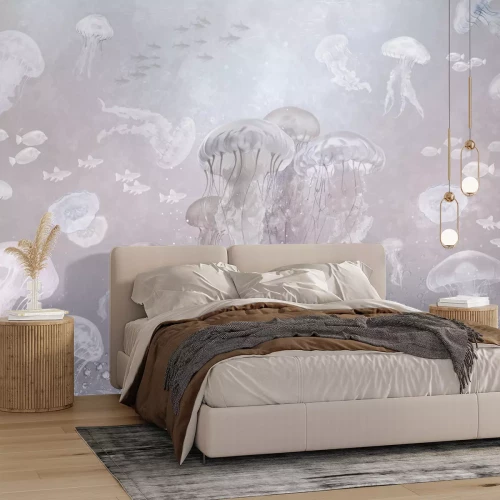 Fototapete Quallen und Fische in einer Unterwasserlandschaft