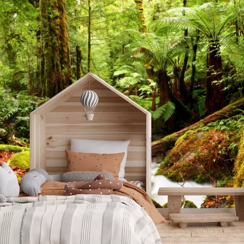 Fototapete Tropische Landschaft mit Vegetation und einem Waldbach