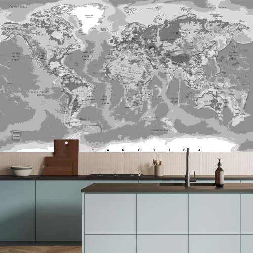 Fototapete Graue Weltkarte
