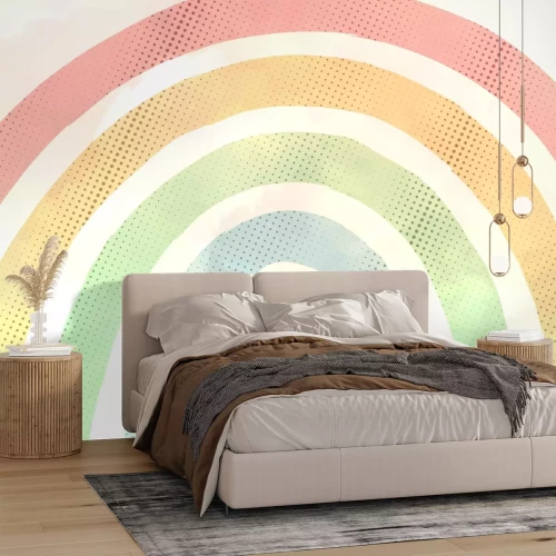 Fototapete Regenbogen in Pastellfarben mit Punkten
