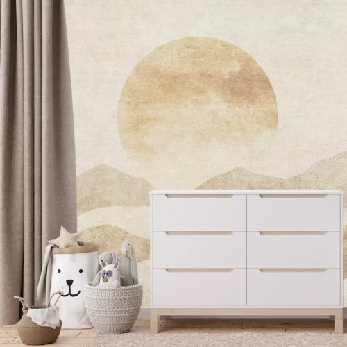 Fototapete Abstrakte Landschaft Berge und Sonnenuntergang strukturierter Hintergrund