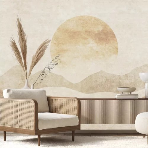 Fototapete Abstrakte Landschaft Berge und Sonnenuntergang strukturierter Hintergrund