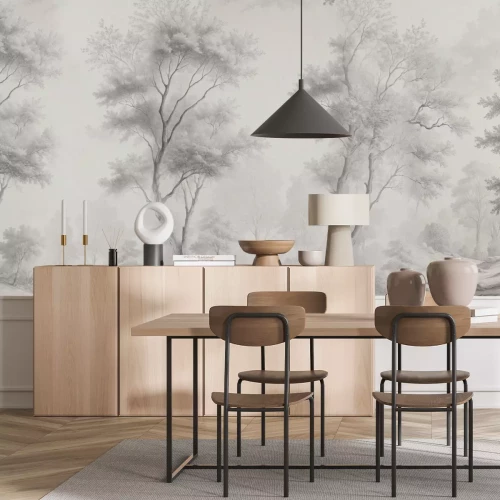 Fototapete Bäume im Park monochromatische Landschaft