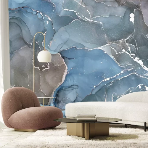 Fototapete Grau-blauer Marmor abstrakte Textur