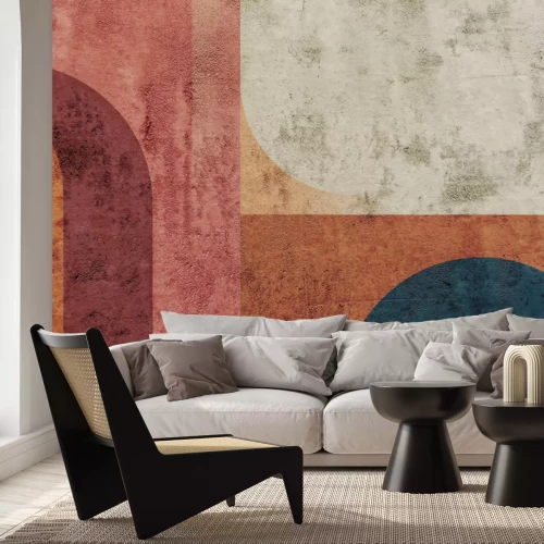 Fototapete Geometrische Formen auf strukturiertem Betonhintergrund