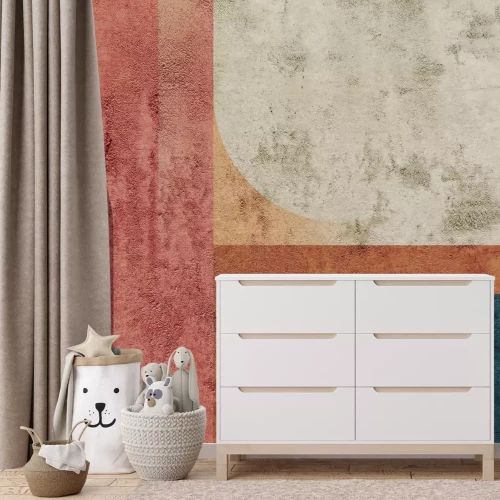 Fototapete Geometrische Formen auf strukturiertem Betonhintergrund