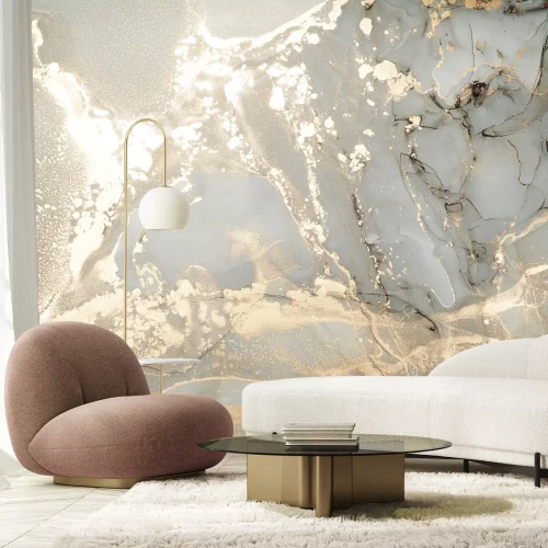 Fototapete Elegante Marmorstruktur mit Goldelementen