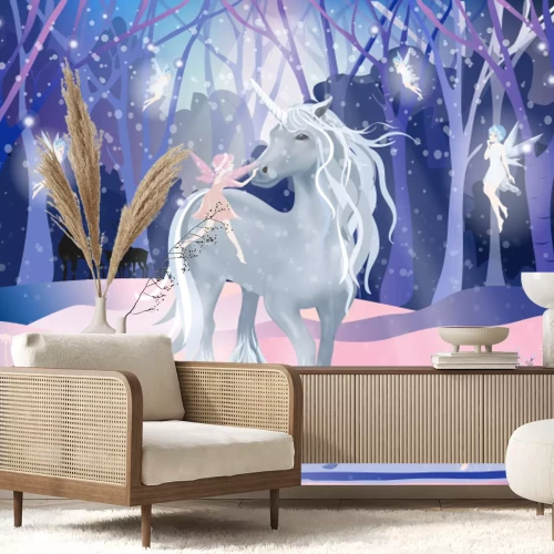 Fototapete Einhorn und Feen im Märchenland