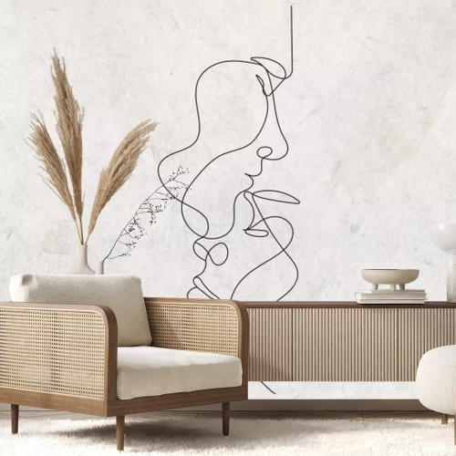 Fototapete Line-Art-Porträt auf Betonhintergrund