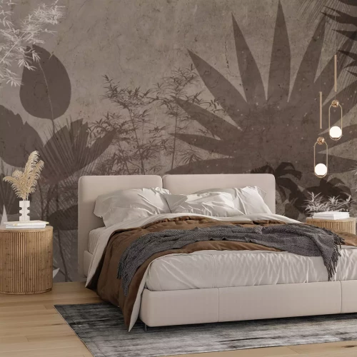 Fototapete Tropische Blätter auf braunem Hintergrund