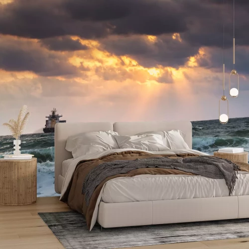 Fototapete Schiff auf stürmischer See