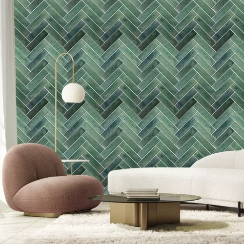 Fototapete Elegante Komposition grüner Fliesen
