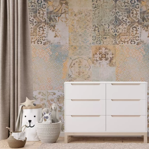 Fototapete Ornamentmuster aus quadratischen Fliesen