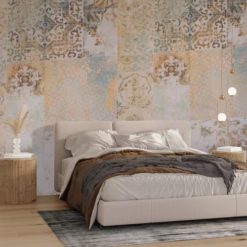 Fototapete Ornamentmuster aus quadratischen Fliesen